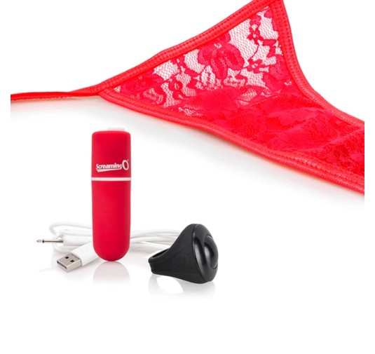 Wibrujące majteczki - The Screaming O Charged Remote Control Panty Vibe Red